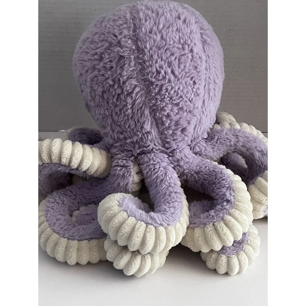 Octopus Plush Stuffed Animal Purple/Violet Ribbed Tentacles Sealife Beach Kawaii
